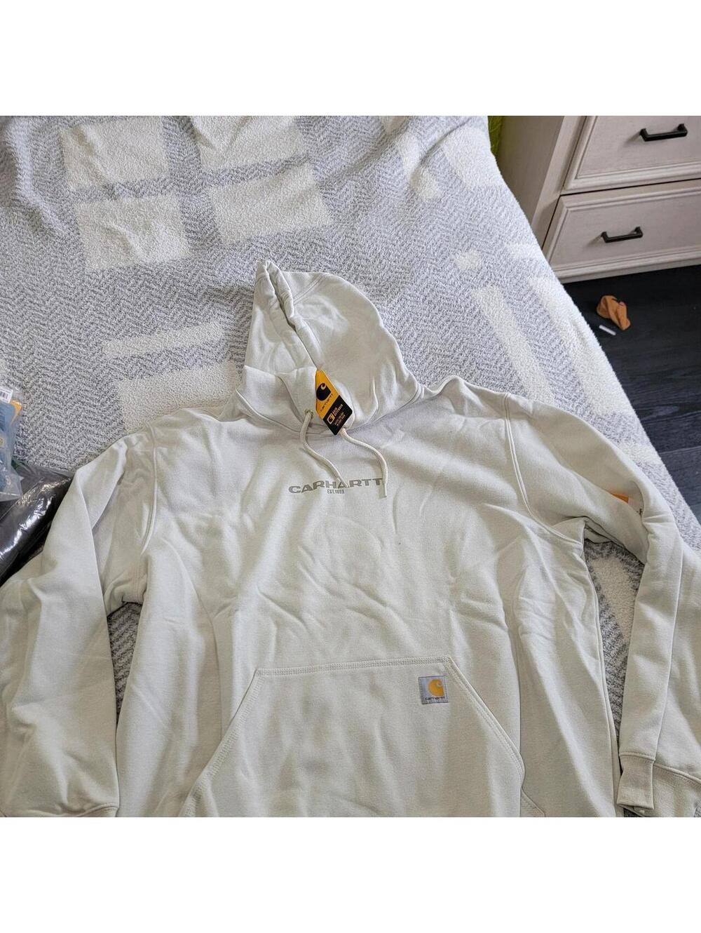 Carhartt Rain Defender Hoodie in cream & white, size XL #workwear #raindefender